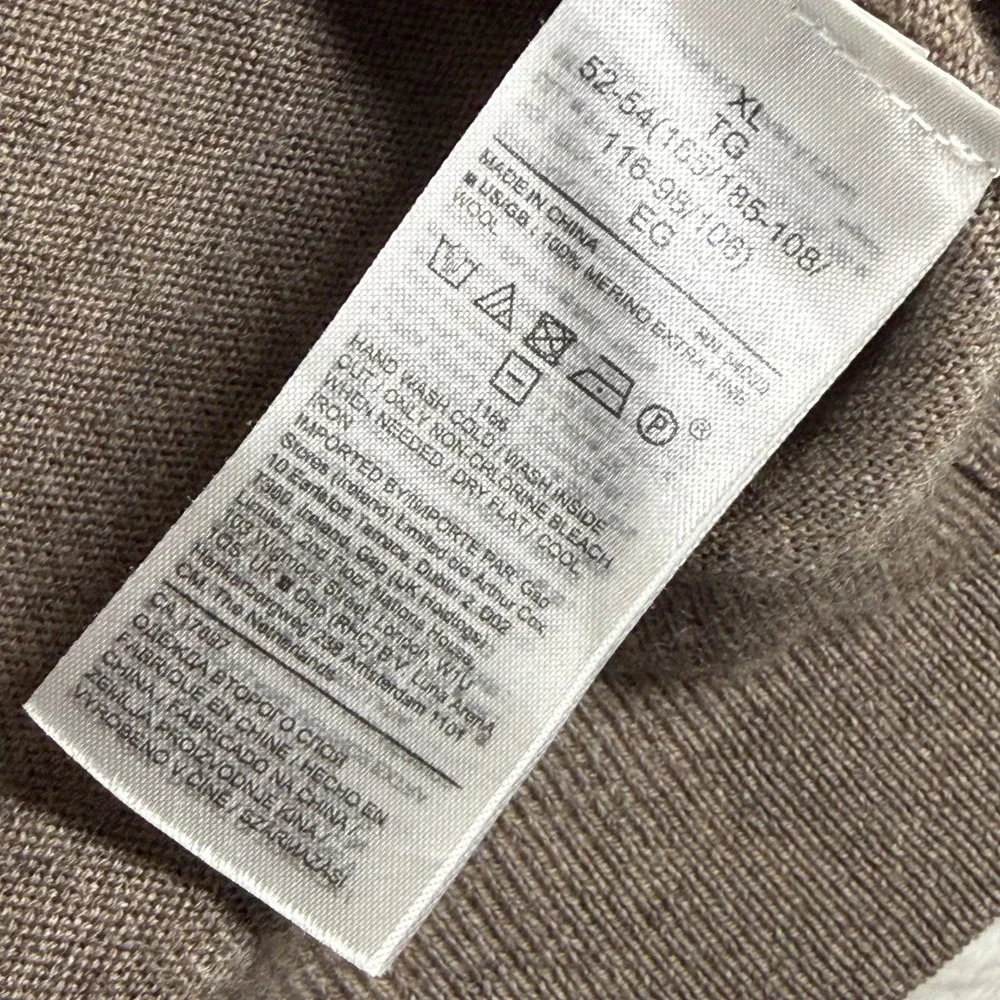 Banana Republic Mens XL Italian Merino Wool Baruffa Crewneck Sweater Taupe 9592